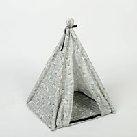 HKM-521299 Portable Folding Doghouse - Grey, Dark Apricot, Light Pink - Flower Cloth - 34x34x40cm