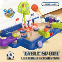 HKM-521363 5-in-1 Mini Board Game Set for Family Fun: Bowling, Finger Basketball & More
