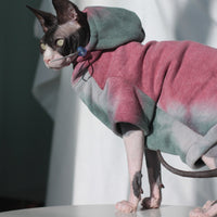 HKM-521363 Velvet Warmth Thick Tie-Dye Hooded Sweater for Cats and Dogs in Autumn and Winter