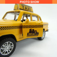 HKM-521427 1:32 Scale Diecast Yellow Taxi Model with Light and Music for Ages 2-7