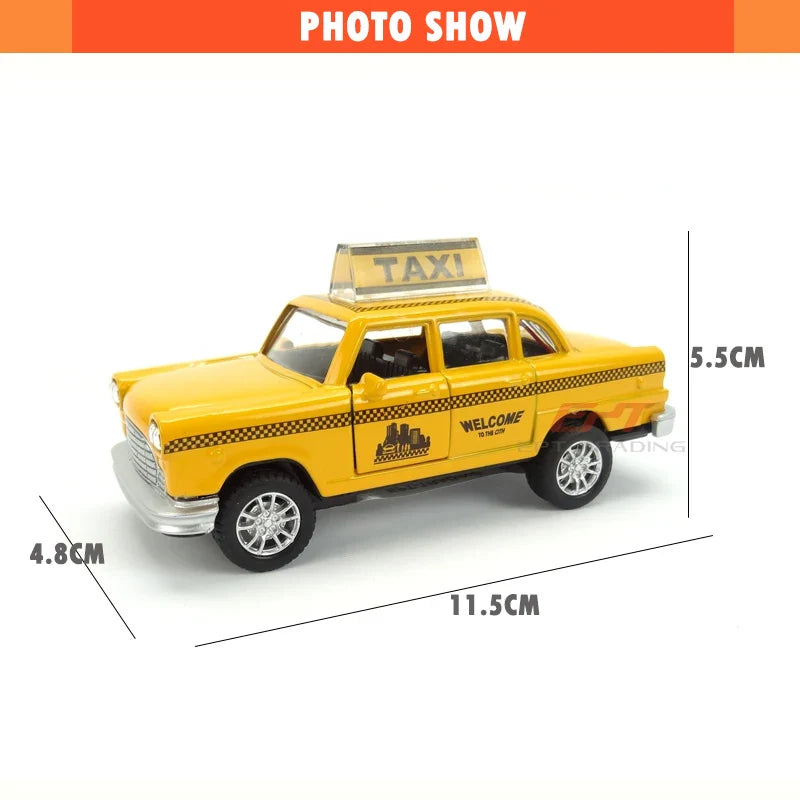 HKM-521427 1:32 Scale Diecast Yellow Taxi Model with Light and Music for Ages 2-7