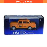 HKM-521427 1:32 Scale Diecast Yellow Taxi Model with Light and Music for Ages 2-7
