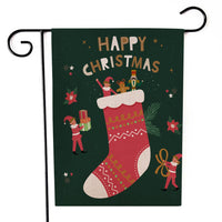 HKM-521555 Santa Claus Garden Flag for Holiday Decorations - 30x45cm Linen Festival Flag