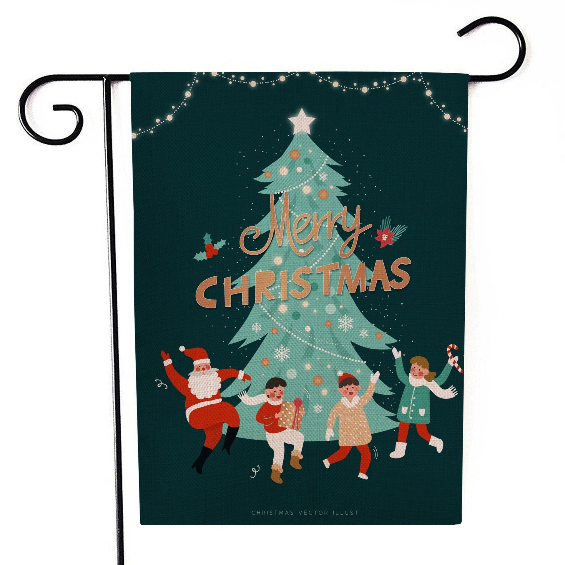 HKM-521555 Santa Claus Garden Flag for Holiday Decorations - 30x45cm Linen Festival Flag