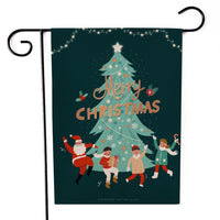 HKM-521555 Santa Claus Garden Flag for Holiday Decorations - 30x45cm Linen Festival Flag