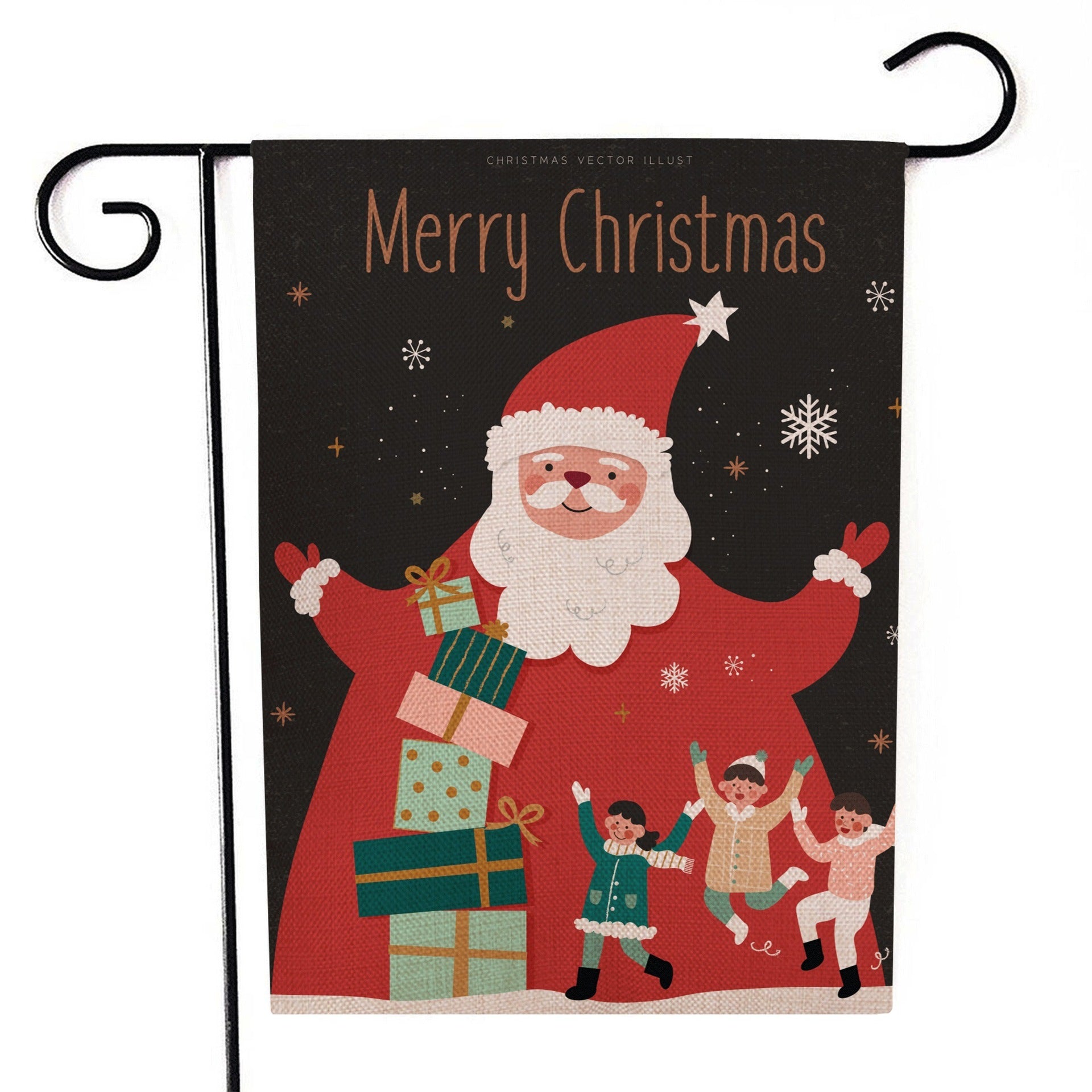 HKM-521555 Santa Claus Garden Flag for Holiday Decorations - 30x45cm Linen Festival Flag