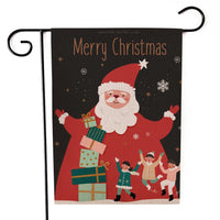 HKM-521555 Santa Claus Garden Flag for Holiday Decorations - 30x45cm Linen Festival Flag