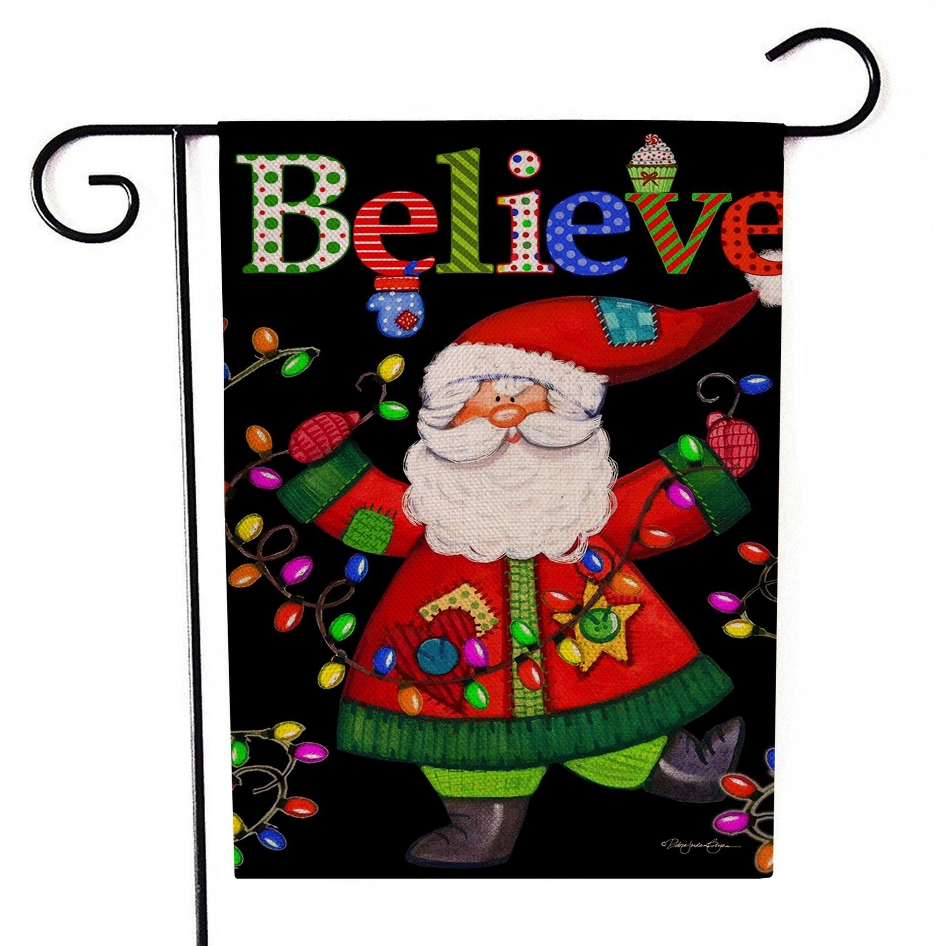 HKM-521555 Santa Claus Garden Flag for Holiday Decorations - 30x45cm Linen Festival Flag