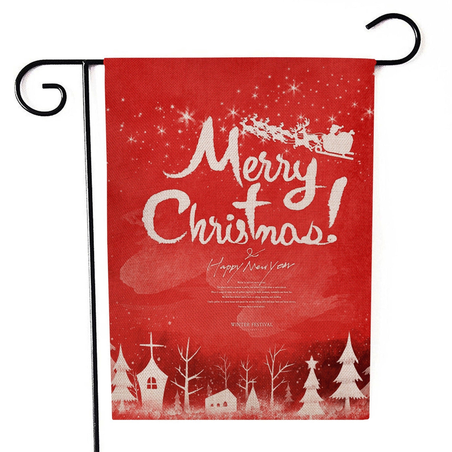 HKM-521555 Santa Claus Garden Flag for Holiday Decorations - 30x45cm Linen Festival Flag