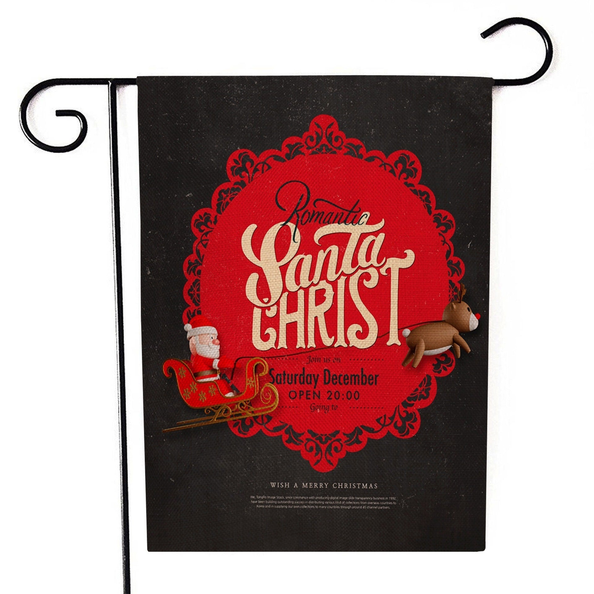 HKM-521555 Santa Claus Garden Flag for Holiday Decorations - 30x45cm Linen Festival Flag