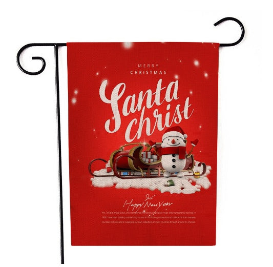 HKM-521555 Santa Claus Garden Flag for Holiday Decorations - 30x45cm Linen Festival Flag