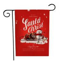 HKM-521555 Santa Claus Garden Flag for Holiday Decorations - 30x45cm Linen Festival Flag