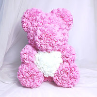 HKM-521619 Customizable Plush Rose Teddy Bear Gift with Heart Box, Soft Foam Roses, 25-70cm, Ideal for Valentine's and Mother's Day