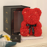 HKM-521619 Customizable Plush Rose Teddy Bear Gift with Heart Box, Soft Foam Roses, 25-70cm, Ideal for Valentine's and Mother's Day