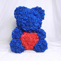 HKM-521619 Customizable Plush Rose Teddy Bear Gift with Heart Box, Soft Foam Roses, 25-70cm, Ideal for Valentine's and Mother's Day
