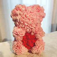 HKM-521619 Customizable Plush Rose Teddy Bear Gift with Heart Box, Soft Foam Roses, 25-70cm, Ideal for Valentine's and Mother's Day