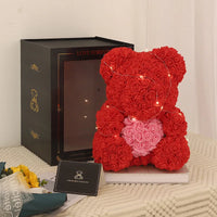 HKM-521619 Customizable Plush Rose Teddy Bear Gift with Heart Box, Soft Foam Roses, 25-70cm, Ideal for Valentine's and Mother's Day