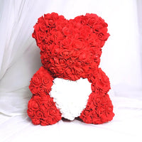 HKM-521619 Customizable Plush Rose Teddy Bear Gift with Heart Box, Soft Foam Roses, 25-70cm, Ideal for Valentine's and Mother's Day