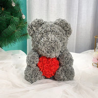 HKM-521619 Customizable Plush Rose Teddy Bear Gift with Heart Box, Soft Foam Roses, 25-70cm, Ideal for Valentine's and Mother's Day