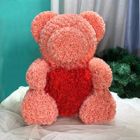 HKM-521619 Customizable Plush Rose Teddy Bear Gift with Heart Box, Soft Foam Roses, 25-70cm, Ideal for Valentine's and Mother's Day