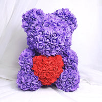 HKM-521619 Customizable Plush Rose Teddy Bear Gift with Heart Box, Soft Foam Roses, 25-70cm, Ideal for Valentine's and Mother's Day
