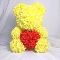HKM-521619 Customizable Plush Rose Teddy Bear Gift with Heart Box, Soft Foam Roses, 25-70cm, Ideal for Valentine's and Mother's Day