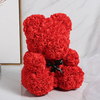 HKM-521619 Customizable Plush Rose Teddy Bear Gift with Heart Box, Soft Foam Roses, 25-70cm, Ideal for Valentine's and Mother's Day