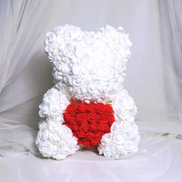 HKM-521619 Customizable Plush Rose Teddy Bear Gift with Heart Box, Soft Foam Roses, 25-70cm, Ideal for Valentine's and Mother's Day