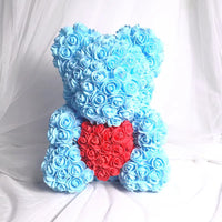 HKM-521619 Customizable Plush Rose Teddy Bear Gift with Heart Box, Soft Foam Roses, 25-70cm, Ideal for Valentine's and Mother's Day