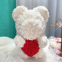 HKM-521619 Customizable Plush Rose Teddy Bear Gift with Heart Box, Soft Foam Roses, 25-70cm, Ideal for Valentine's and Mother's Day