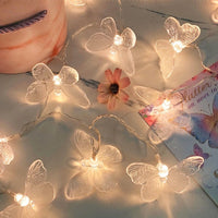 HKM-521747 Butterfly LED String Light Wreath - Warm White, 10 Beads, 1.5m, Battery Operated, Holiday & Wedding Decor