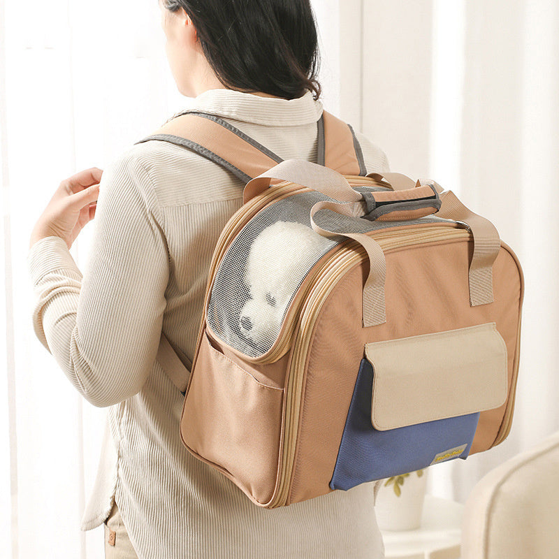 HKM-521811 Pet Travel Backpack with Pull-Rod Design, Foldable 50-60L Bag in Gray, Pink, and Khaki