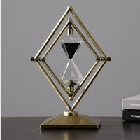 HKM-521875 Modern Glass Sand Clock Timer with Metal Ornaments - 15 & 30 Minute Options