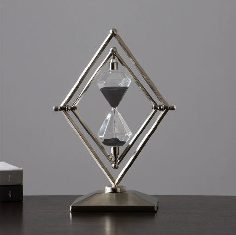 HKM-521875 Modern Glass Sand Clock Timer with Metal Ornaments - 15 & 30 Minute Options