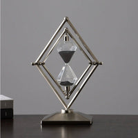 HKM-521875 Modern Glass Sand Clock Timer with Metal Ornaments - 15 & 30 Minute Options