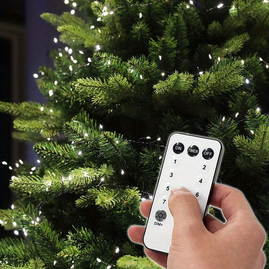 HKM-522067 Remote Control Low Voltage Copper Wire LED Christmas Lights with Hidden Green Line for Festive Decorations