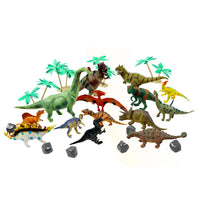 HKM-522579 Miniature Dinosaur Figures Set - 14Pcs Safari & Wild Animal Toys for Kids