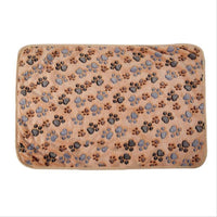 HKM-522707 Soft Paw Print Coral Fleece Pet Blankets in White, Pink, and Brown - Multiple Sizes Available