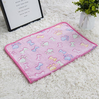 HKM-522707 Soft Paw Print Coral Fleece Pet Blankets in White, Pink, and Brown - Multiple Sizes Available