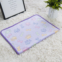 HKM-522707 Soft Paw Print Coral Fleece Pet Blankets in White, Pink, and Brown - Multiple Sizes Available