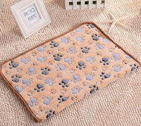 HKM-522707 Soft Paw Print Coral Fleece Pet Blankets in White, Pink, and Brown - Multiple Sizes Available