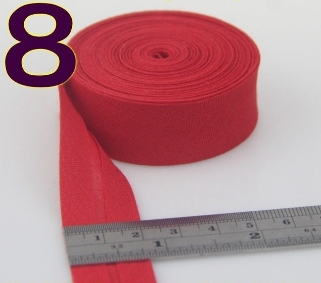 HKM-522771 Cotton Bias Tape with Miter-Cut Edging - 20mm Wide, 5m Length, Available in 34 Colors