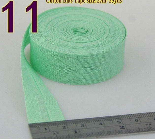 HKM-522771 Cotton Bias Tape with Miter-Cut Edging - 20mm Wide, 5m Length, Available in 34 Colors