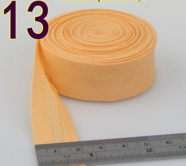 HKM-522771 Cotton Bias Tape with Miter-Cut Edging - 20mm Wide, 5m Length, Available in 34 Colors