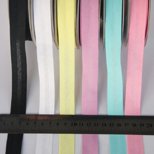 HKM-522771 Cotton Bias Tape with Miter-Cut Edging - 20mm Wide, 5m Length, Available in 34 Colors