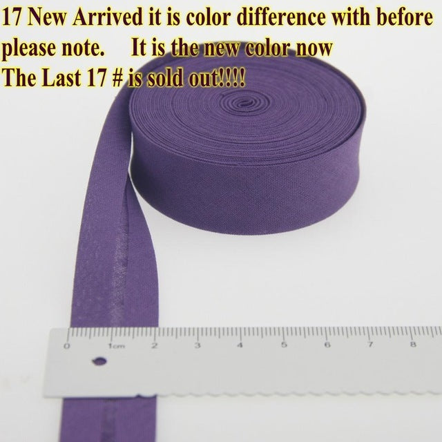 HKM-522771 Cotton Bias Tape with Miter-Cut Edging - 20mm Wide, 5m Length, Available in 34 Colors