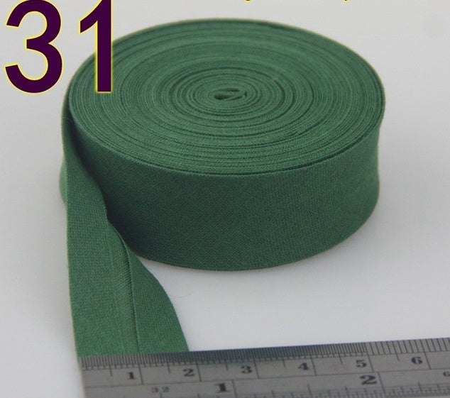 HKM-522771 Cotton Bias Tape with Miter-Cut Edging - 20mm Wide, 5m Length, Available in 34 Colors