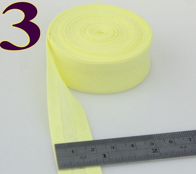 HKM-522771 Cotton Bias Tape with Miter-Cut Edging - 20mm Wide, 5m Length, Available in 34 Colors