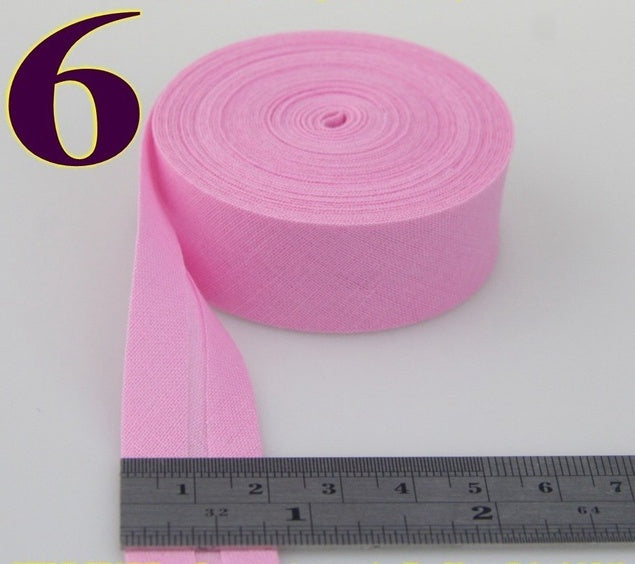 HKM-522771 Cotton Bias Tape with Miter-Cut Edging - 20mm Wide, 5m Length, Available in 34 Colors