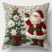 HKM-522835 Christmas Cartoon Elk and Rabbit Decorative Linen Cushion Cover - 45x45cm Size